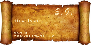 Siró Iván névjegykártya